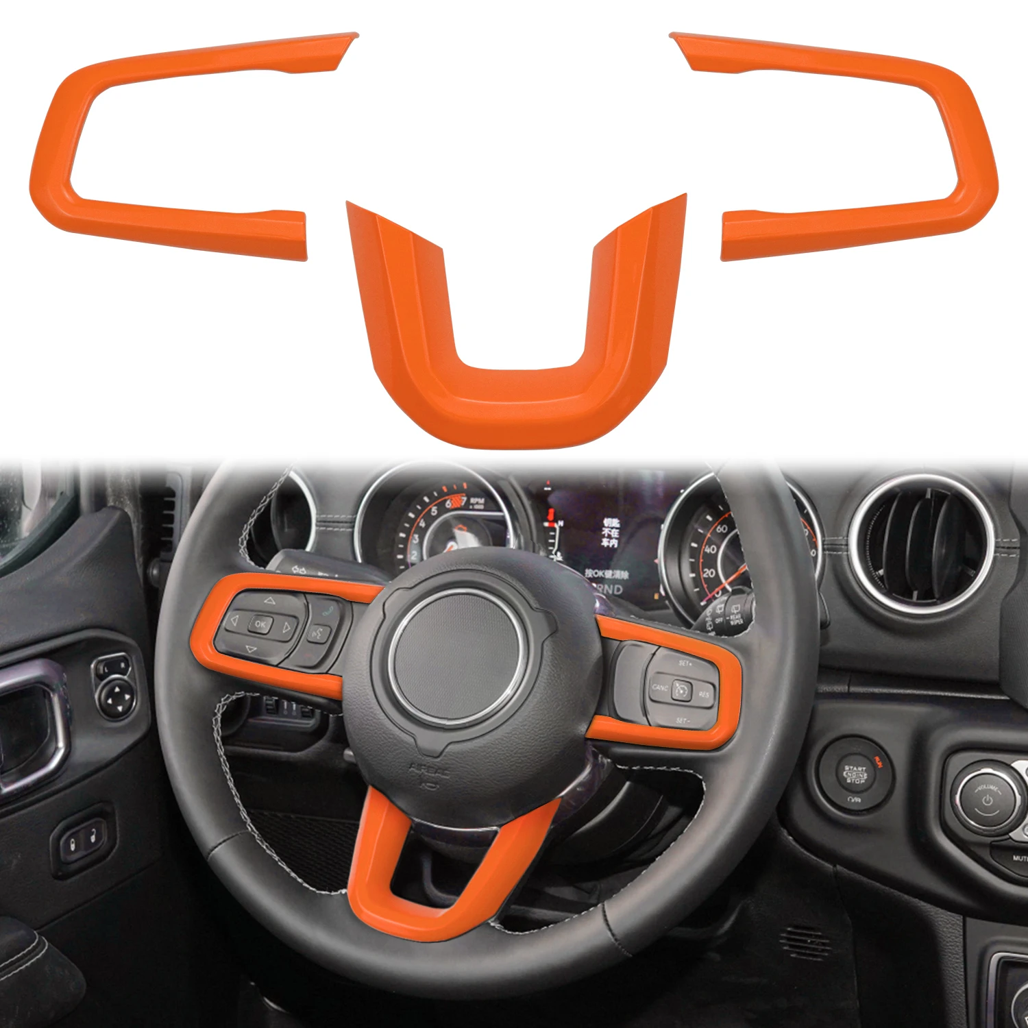 Bolaxin Per Jeep Jl Coprivolante Trim Per 2018-2021 Jeep Wrangler Jl Jlu Gladiator Jt Trunk, Abs Orange 3 Pezzi