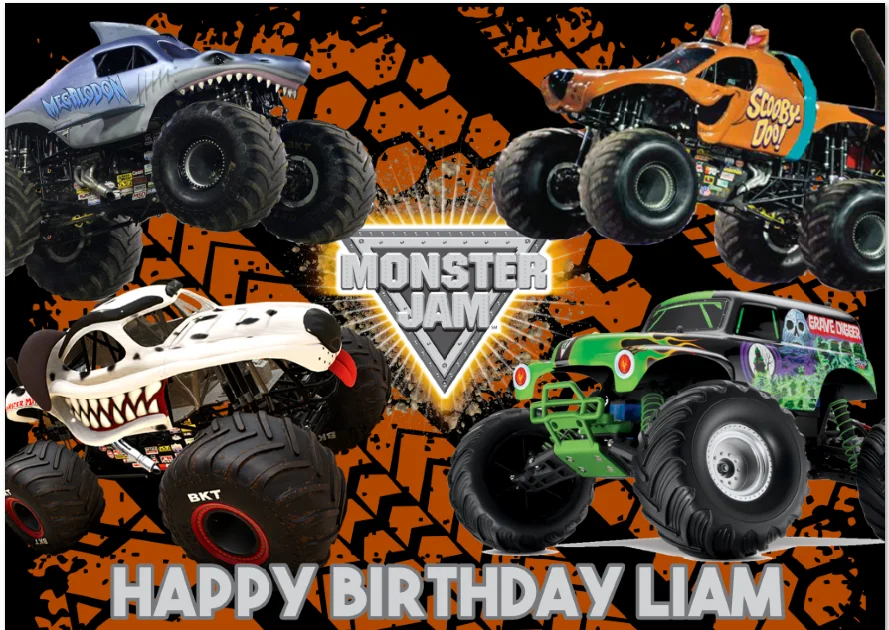 Personalizado Hot Wheels Monstros Jam Race Feliz Aniversário Bash Personalizado Photo Studio Backdrop Vinil 220cm x 150cm 7x5ft