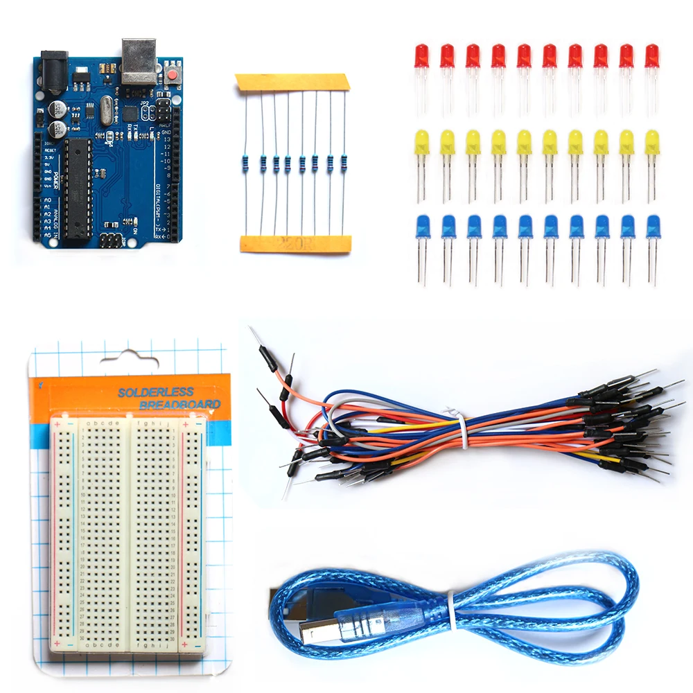 Бесплатная доставка UNO R3 макетная плата Starter Kit Базовый комплект для Arduino "сделай сам"
