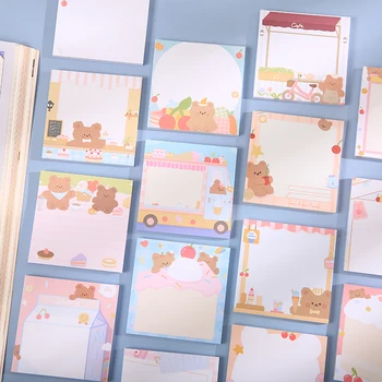 

80pcs Cute Bear Memo Pad Paper Sticky Notes Kawaii Notepad Notebook DIY Diary Japanese Stationery School Office School Supplies