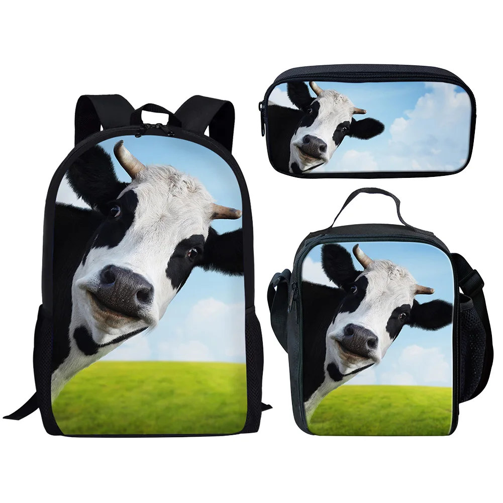 3D Printed Cow Bags Backpack Kids Backpacks Children Schoolbags For Boys Girls School Backpack Male Bag