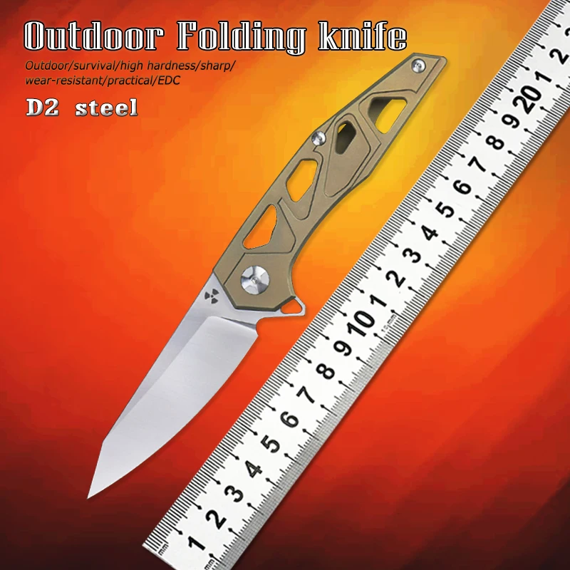 

Camping Pocket Knife D2 Blade Folding Titanium Alloy Handle High Quality Outdoor/Hunting/Tactical/EDC Defense Utility Tool