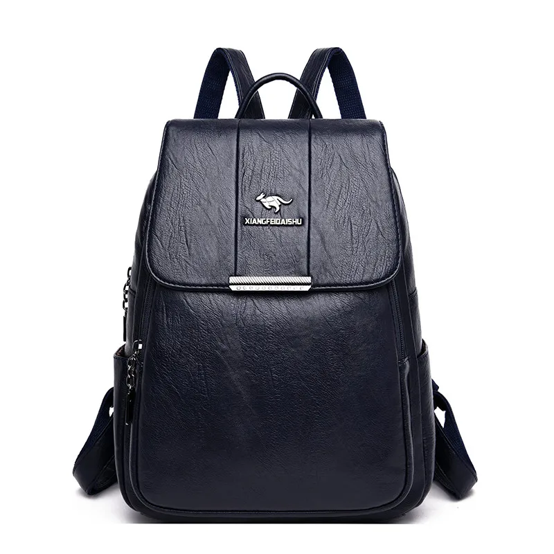Blue Женские кожаные рюкзаки, школьные сумки для девочек, рюкзак Sac A Dos, Женский винтажный рюкзак, дорожная сумка на плечо, высокое качество, Mochila - Цвет: Blue