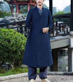 

high quality winter&SAutumn warm Cotton&linen yoga suits tai chi kung fu coat Zen lay meditation robe national style gown