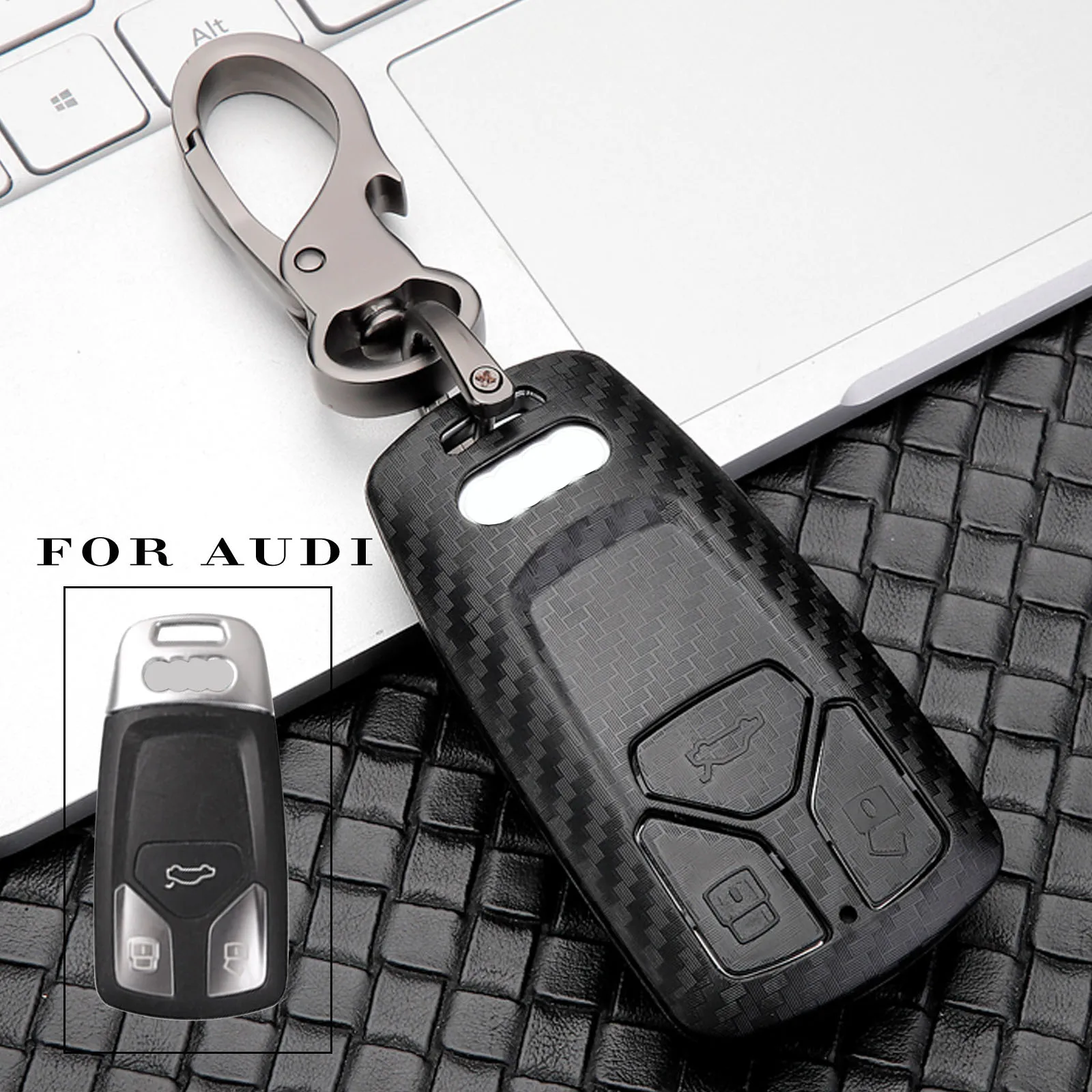 Jingyuqin ABS+ Карбон для AUDI A4 B9 Q5 Q7 TT TTS 8S 3 кнопки автомобильный чехол для ключей