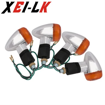 

4 Pcs Chrome Turn Signals Lights For Harley Chopper Sportster Kawasaki Vulcan KZ 500 750