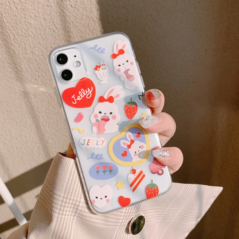 Retro bear diary art Stick figure Graffiti case For iPhone 11 Pro Max case Cute cover for iPhone XS Max XR X 7 8 Plus 7Plus Case