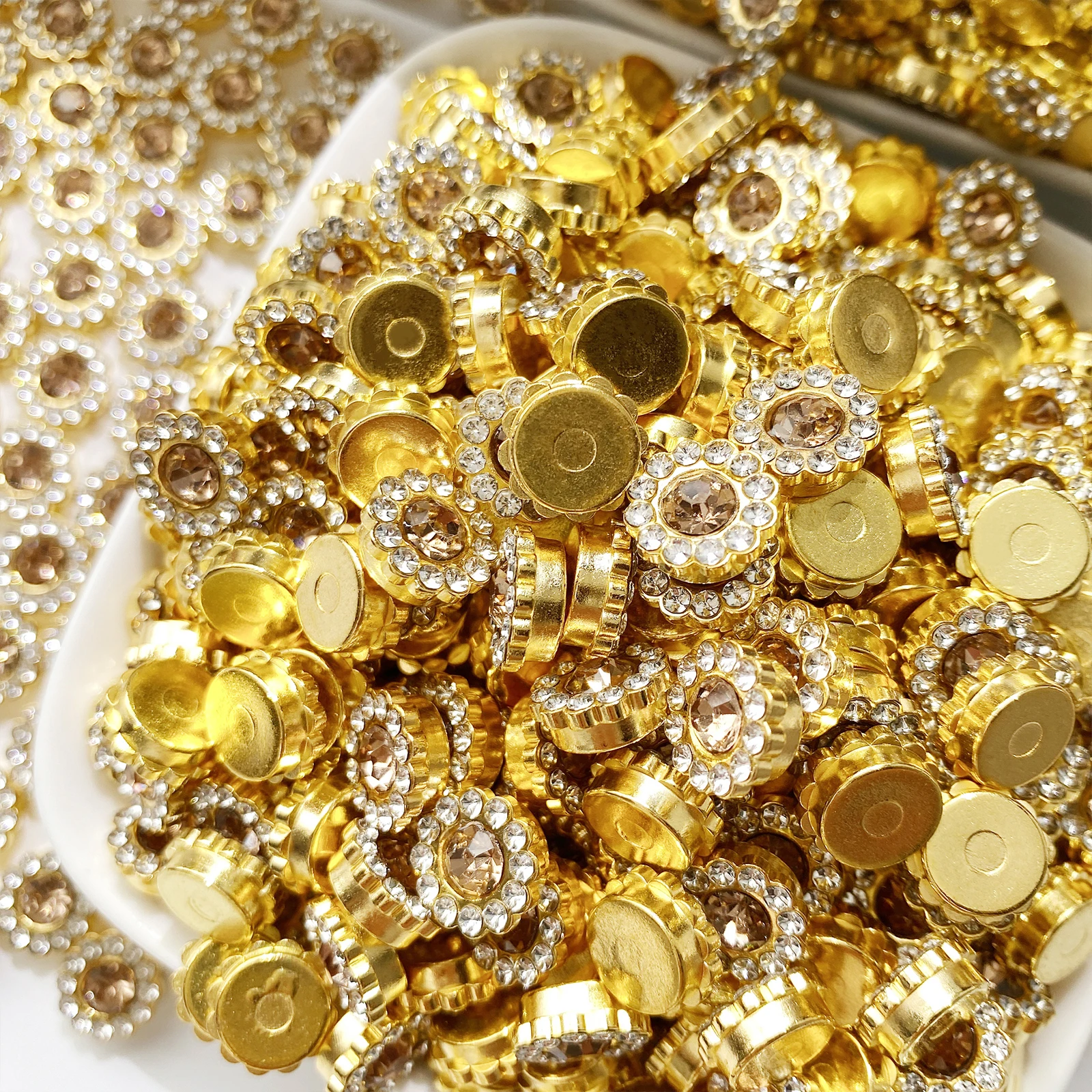 Multicolor Crystal Flower Rhinestone Buttons for DIY Garment