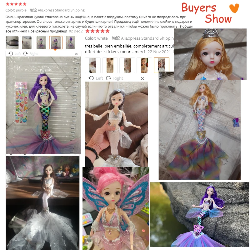 45cm Wedding Mermaid Doll Toys Decoration DIY Birthday Gifts for  Girls(White)