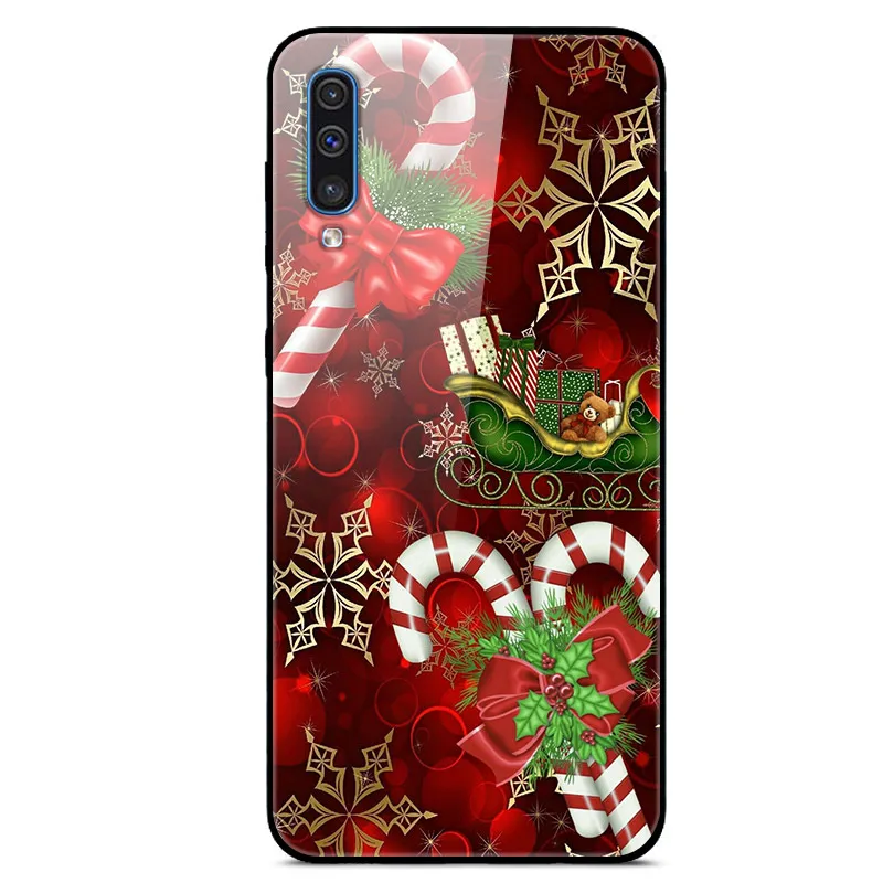 4 Рождественский чехол для samsung Galaxy A80 A70 A50 A30 A20 A20E A10 A10E закаленное Стекло Твердый переплет для samsung A30S A50S A70S бампер - Цвет: 4