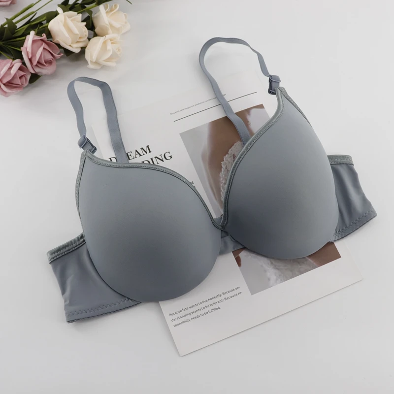 Beauwear, женские гладкие бюстгальтеры пуш-ап, чашечки A, B, C, сексуальный женский бюстгальтер на косточках, нижнее белье, майка, бюстгальтер, нижнее белье, сексуальное белье, BH Top - Цвет: Grey