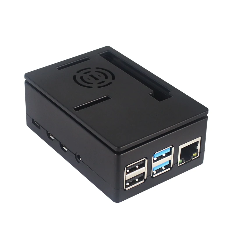 Enhanced Black ABS Cooling Case with Fan for Raspberry Pi, Compatible with 3.5-inch Screen Display