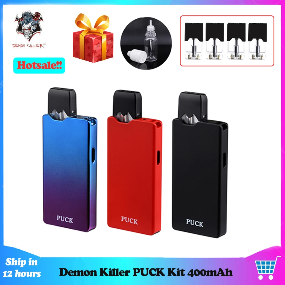 

New Demon Killer PUCK Kit 400mAh Vape Pen Starter Kit Airflow Drive Large Smoke E Cigarette Vaporizer Box Kit vs OVNS W01 JC01