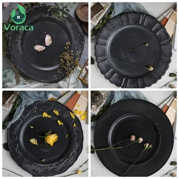 

5 Styles Retro Calcium Plastic Decorative Plate Display Tray Vintage Desktop Decoration Dinner Bread Plate Prop Photography Food