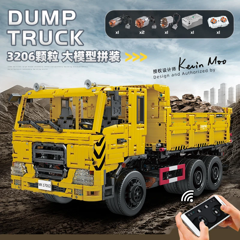 

MOULD KING 17012 High-Tech Remote Control Car App RC Motorized Three Way Dump Truck Building Blocks Bricks Kids Birthday Gifts