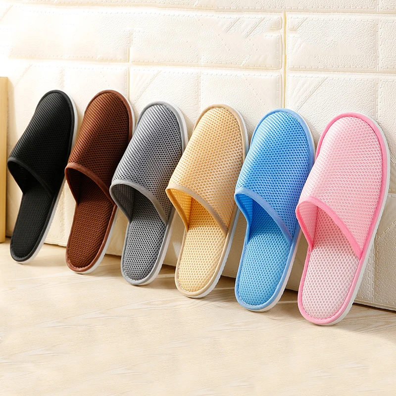 Best Offers 2020 clásico Simple zapatillas de Hotel Travel Spa portátil hombres zapatillas desechables casa habitación interior de tela de malla de los hombres zapatillas GR6Je1d6zrl