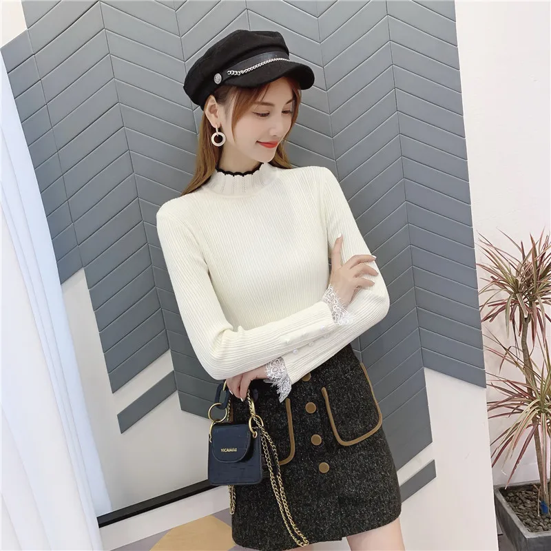 Pullover Blusas De Inverno Feminina 9411 Real Shot New Thickened Lace Sleeve Bottoming Shirt 38- 1st Floor, 3 Rows, 4 Shelves