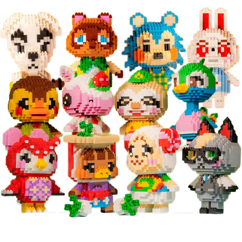 Bloques de construcción de Animal Crossing para niños, Mini bloques de construcción ensamblados, juguetes de juegos entre adultos, regalos para niños