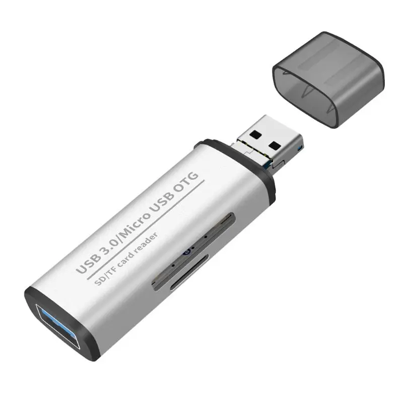 Металлический 2в1 USB3.0/Micro USB к SD/Micro SD кард-ридер адаптер для MacBook samsung huawei PC ноутбук мобильный телефон планшет