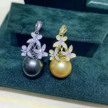 

HOT Flower 925 Sterling Silver Pendant Mounts Findings Set Women's Parts for Oyster Edison Pearl Coral Jade Beads Stones