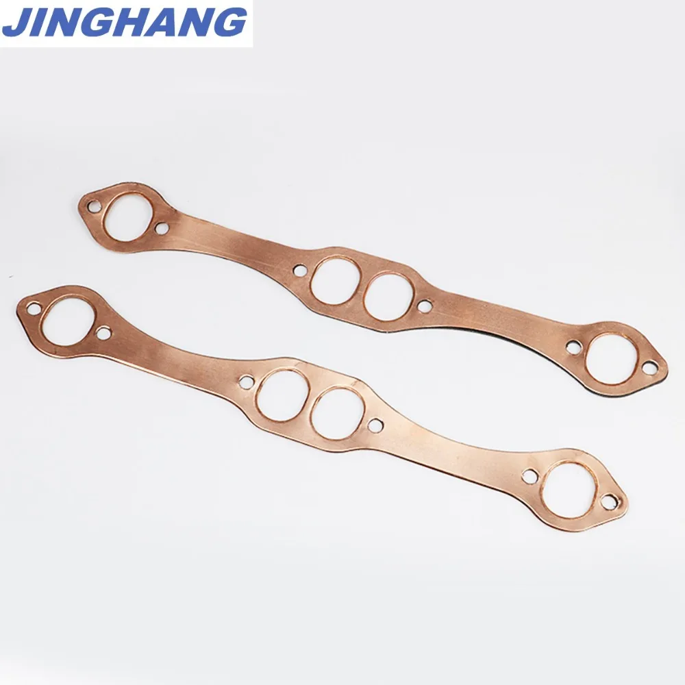 Для SBC Овальный порт медный зажим выхлопные прокладки SB Chevy 327 305 350 383 многоразовые