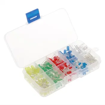 

300pcs 10 value Five Colors 3mm Round Bright Light LED Diode Lamp Assortment kit Light Emiting Diode Indicator Lights
