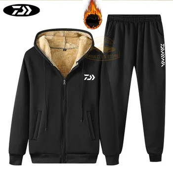 

DAIWA Fishing Clothes Men's Fishing Pants Winter Thicken Fishing Jacket Outdoor Plus Velvet Cold Protection Fishing Three-piece