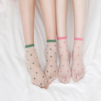 

Harajuku Transparent Heart Socks Women Summer Sheer Mesh Socks Breathable Ultrathin Crystal Socks Hosiery Calcetines Mujer