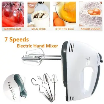 

Kitchen Electric Mixer Hand Mixer 7 Speed Classic Stainless Steel Mixer for Gift with EU Plug (Random Black and Gray Base Color)