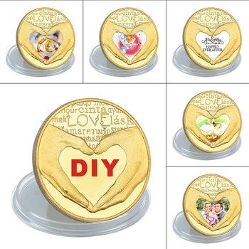 

WR 10pcs/lot DIY Collectible Coins Print Your Photos on the Gold Plated Custom Coins Original Medal for Women Wedding Gift