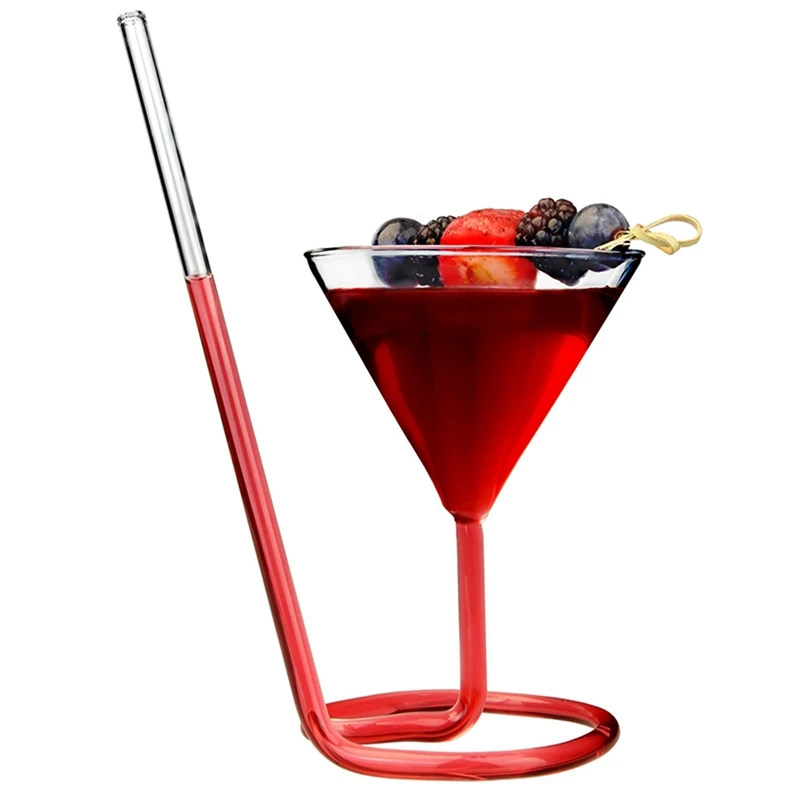 

Creative Screw Spiral Straw Molecular Cocktail Glass Bar Party Wine Glass Martini Champagne Glass Wine Glass Charm