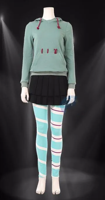 Full Set Фильм Ральф брейк интернет; Wreck-It Ральф 2 Vanellope Von Schweetz косплей костюм дети Hoddies Хэллоуин костюм - Цвет: Full Set