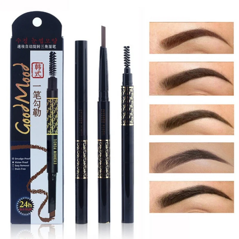 Long-lasting Waterproof Makeup Eyebrow Enhancer Pencil Automatically rotate the triangular eyebrow pencil 5 Color