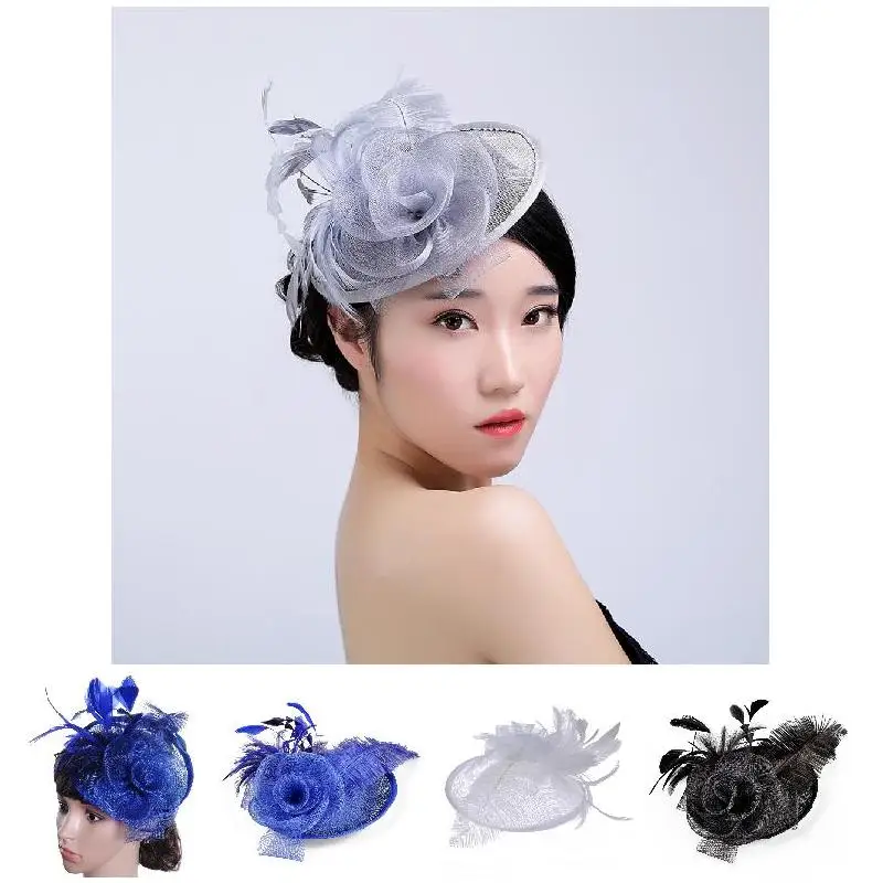 Модные женские шаровары Cambric Flower Feather винтажные женские Клубная Кепка свадебные аксессуары для волос JS26