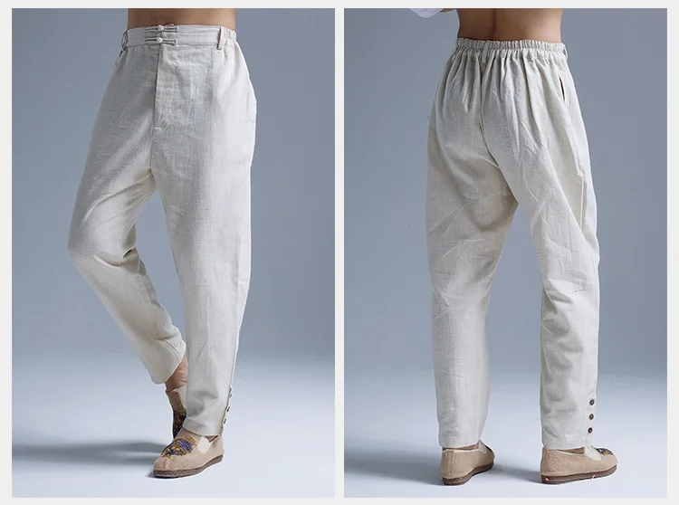 Autumn New Style Men's Vintage Slim Fit Skinny Pants Manufacturers Direct Selling Ethnic Characteristics of Men's Flax Pants