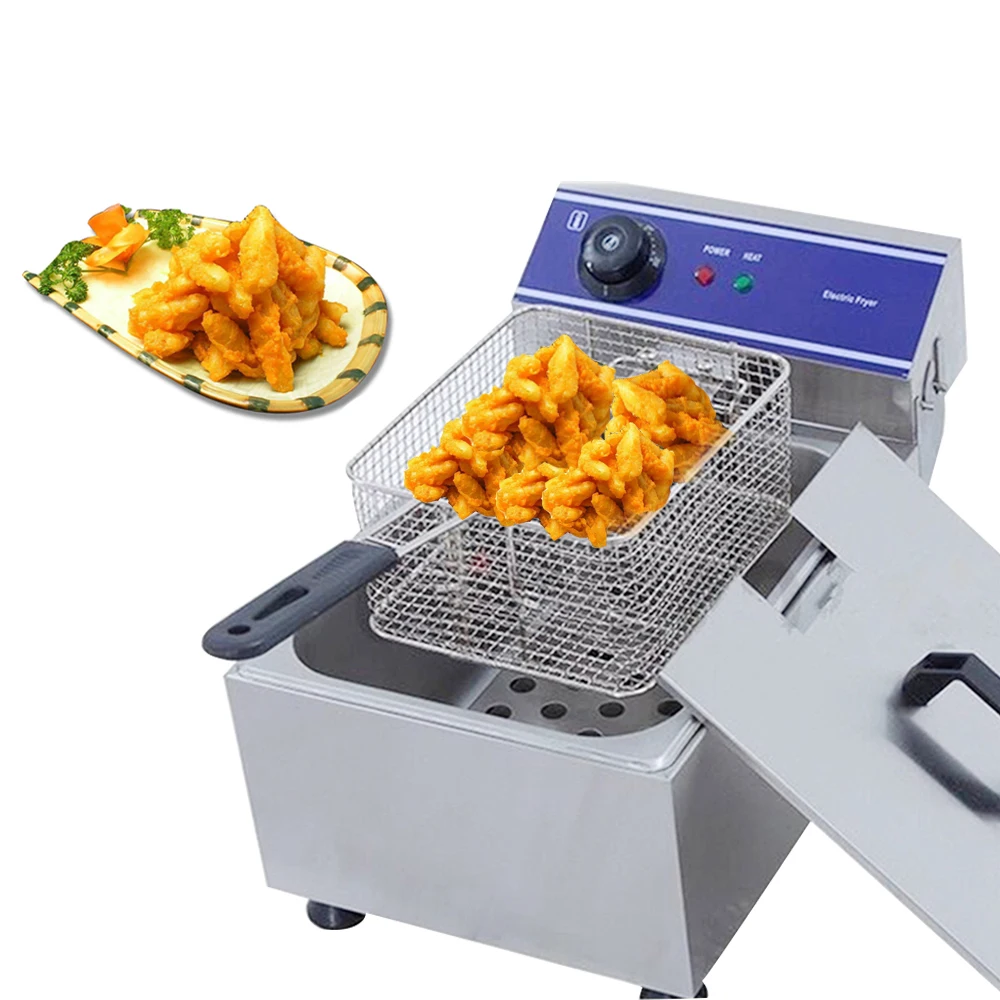 

Chicken Snacks Cooker Electric Deep Fryer Single Basket Commercial Use Kitchen Frying Machine For Sale