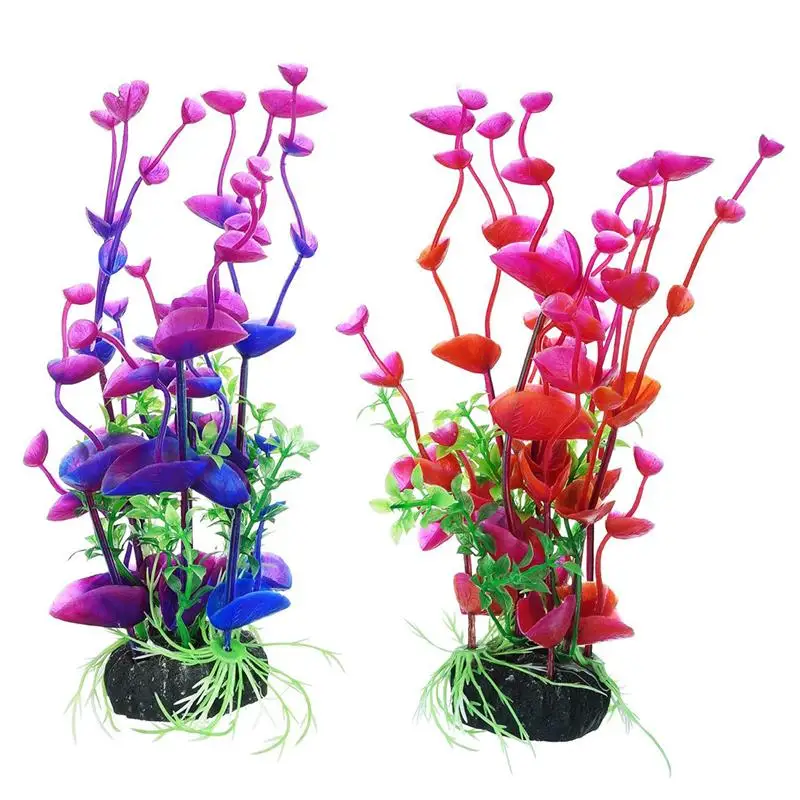 2pcs Aquarium Plants Aquarium Decorations Simulation Plastic Plants Fish Tank Decorations Artificial Aquarium Plastic Plants