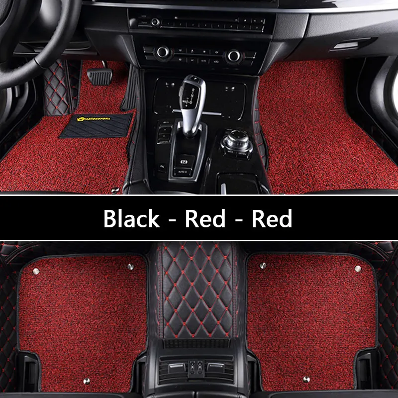 Автомобильные кожаные Коврики для Mercedes Benz ML350 w163, w164, w166, водонепроницаемые 3D коврики, автомобильные аксессуары для интерьера - Название цвета: BLACK-RED-RED