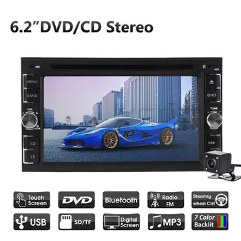

Car Stereo Radio DVD CD MP5 Player Autoradio 6.2" Touch Screen BT 2 DIN Car Radio Audio Stereo+Rear Camera Multimedia DVD Player