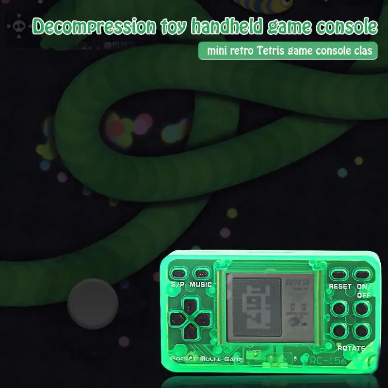  Mini Handheld Console Retro Nostalgic Keychain Tetris Video Game Player Portable Electronic Toys Dr
