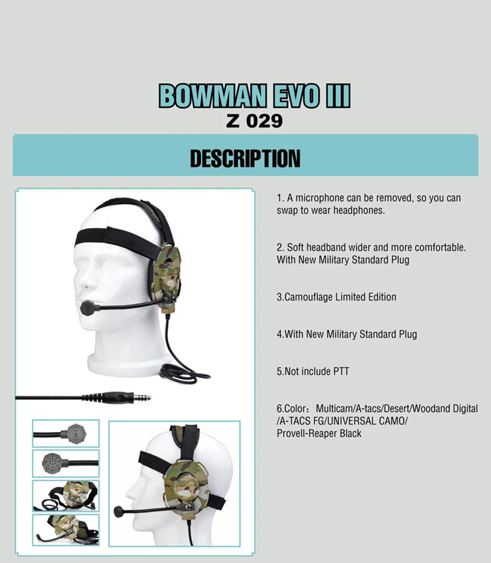 WADSN мягкая головная повязка Тактический Боуман Evo III гарнитура+ Push To Talk Peltor PTT+ BAOFENG888S Kenwood радио Softair комплекты для наушников