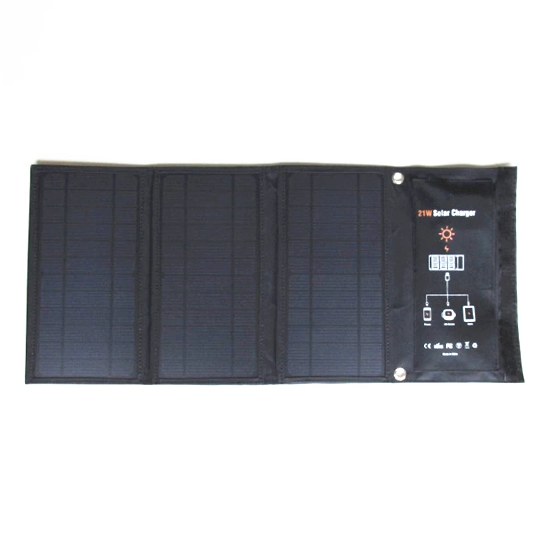 Солнечное зарядное устройство 21 Вт солнечная панель с двойным usb-портом водонепроницаемое складное солнечное зарядное устройство для xiaomi phone Tablet power Bank