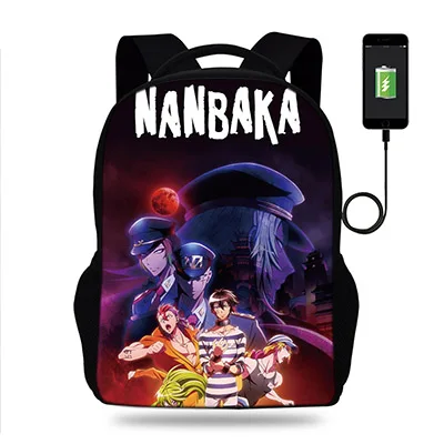 Школьные сумки Популярные Аниме Nanbaka Печать Рюкзаки ранец для детей ортопедические mochila escolar Usb порт Книга сумка