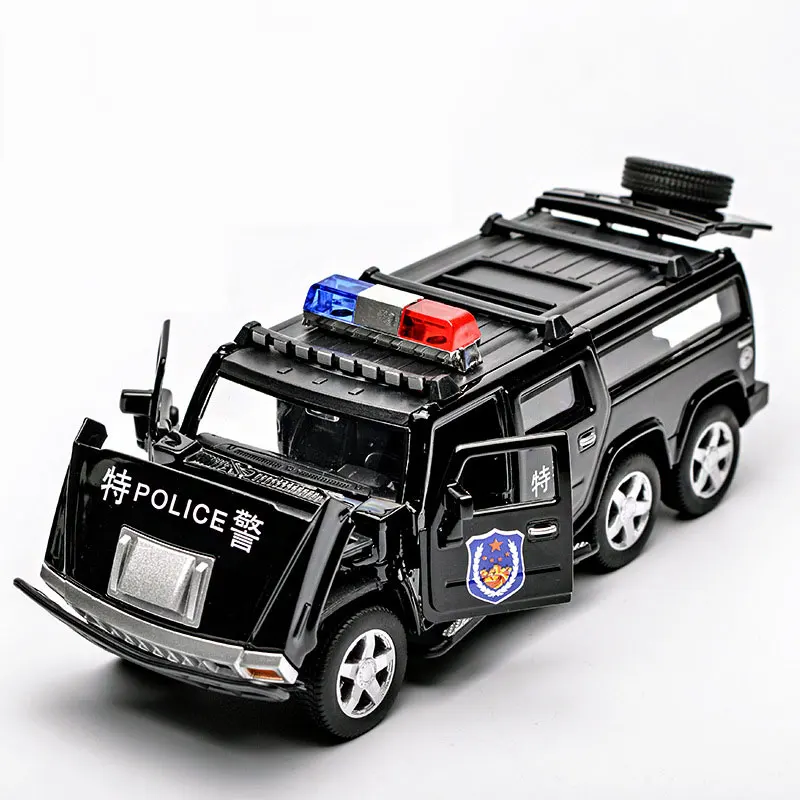 4 модели легкосплавных автомобилей hummer, настоящий сплав, пикап, Полицейская Автомобильная игрушка, модель, светильник, музыка, ралли, автомобиль, детская коллекция, подарки