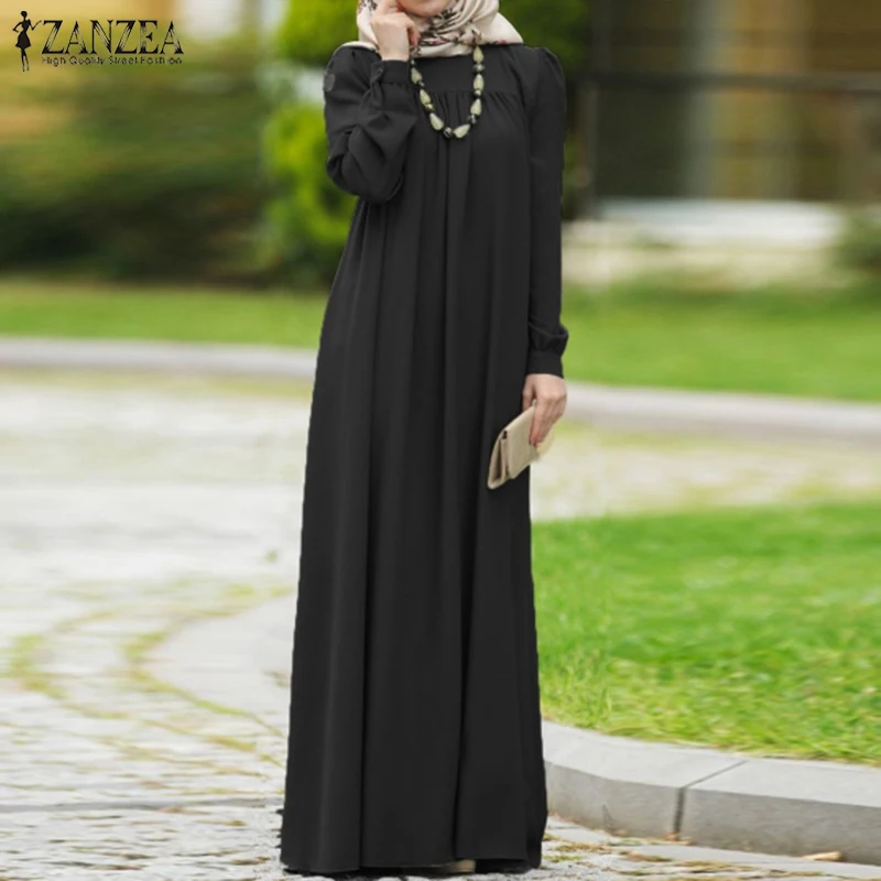ZANZEA Women Autumn Dress Casual Long Sleeve Solid Maxi Long Vestido Kaftan Abaya Dubai Hijab Muslim Dress Loose Sundress S-5XL ZANZEA Women Autumn Dress Casual Long Sleeve Solid Maxi Long Vestido Kaftan Abaya Dubai Hijab Muslim Dress Loose Sundress S-5XL