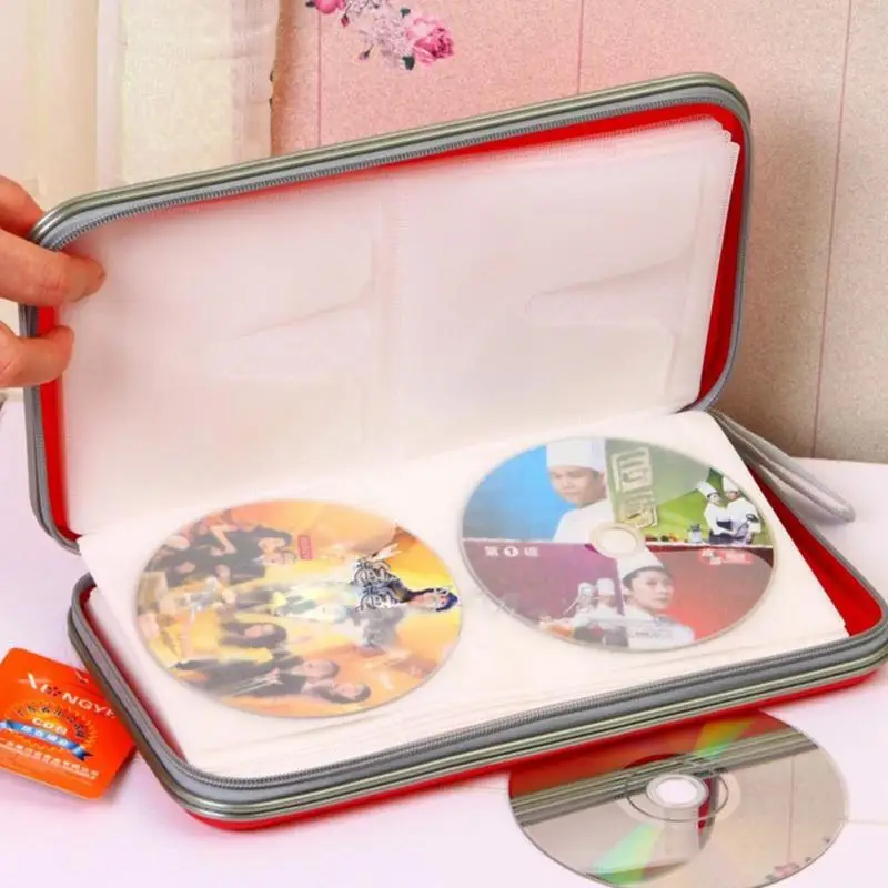 Портативная коробка для компакт-дисков 80 шт компакт-диск сумка для dvd-дисков набор контейнеров для хранения коробки держатель CD рукав Жесткая Сумка альбомная коробка на молнии