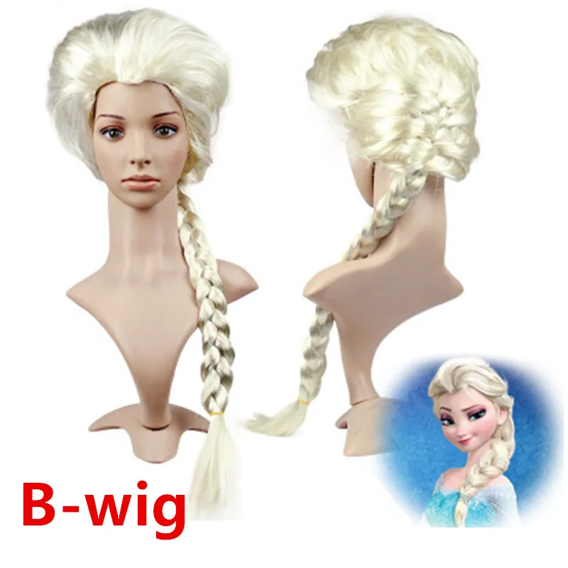 wig Платье Золушки и Эльзы для девочек; костюмы для детей; платья для костюмированной вечеринки; платье принцессы Анны; Детские праздничные платья; fantasia vestidos От 3 до 12 лет - Цвет: wig