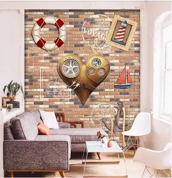 

Customized large murals gear love Mediterranean style tooling wallpaper mural