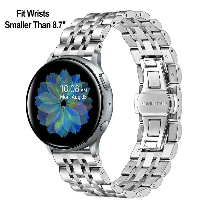 Ремешок для часов из нержавеющей стали для samsung Galaxy Watch Active 2, 40 мм, 44 мм, быстроразъемный ремешок с застежкой-бабочкой, ремешок для часов Active2, браслет