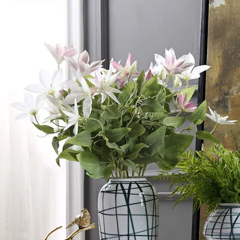 

Artificial flower 3 Head Clematis Orchid Home Living Room Decoration Flowers Simulation Silk Flower